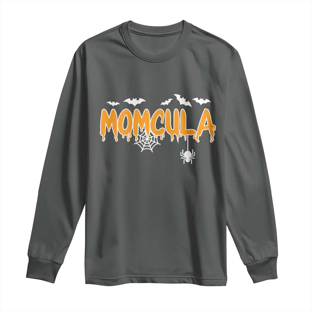 Momcula Funny Vampire Mom Long Sleeve Shirt Spiderweb Spooky Halloween