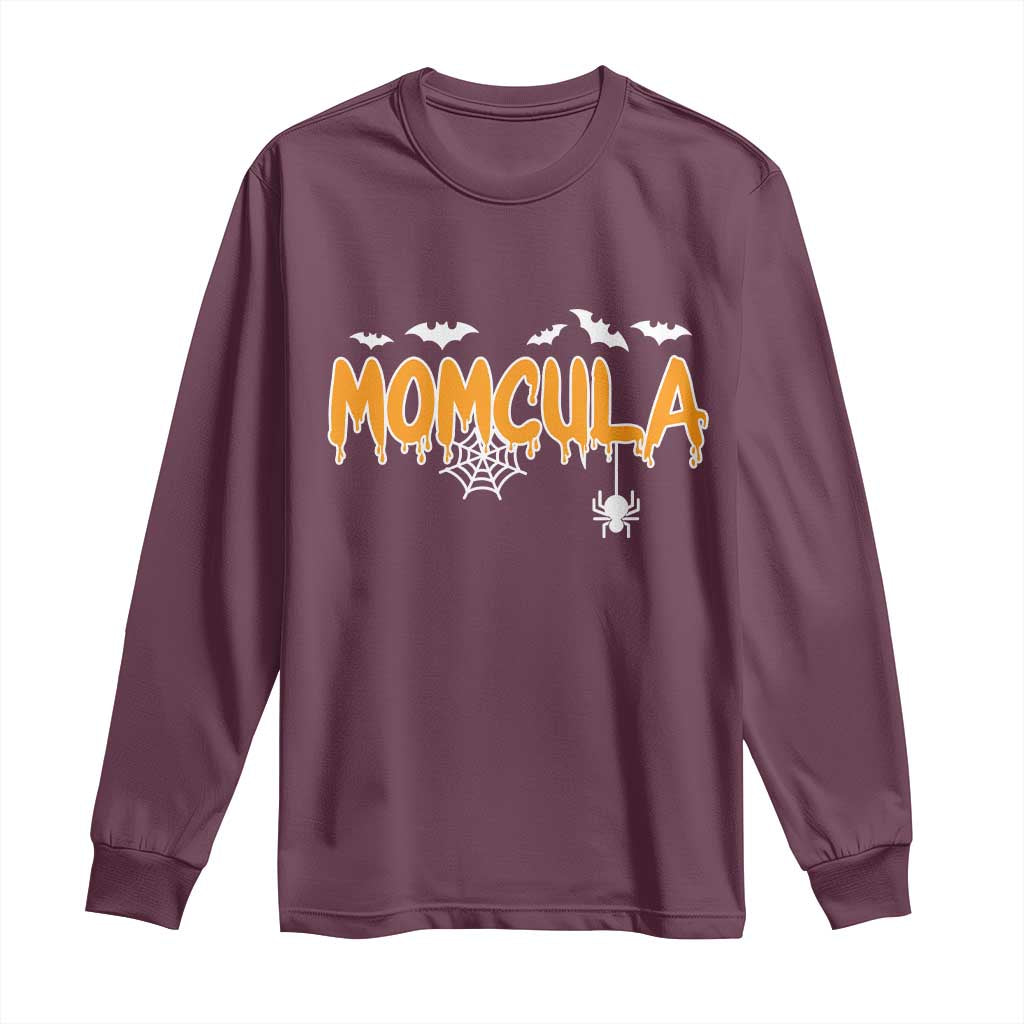 Momcula Funny Vampire Mom Long Sleeve Shirt Spiderweb Spooky Halloween