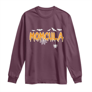 Momcula Funny Vampire Mom Long Sleeve Shirt Spiderweb Spooky Halloween