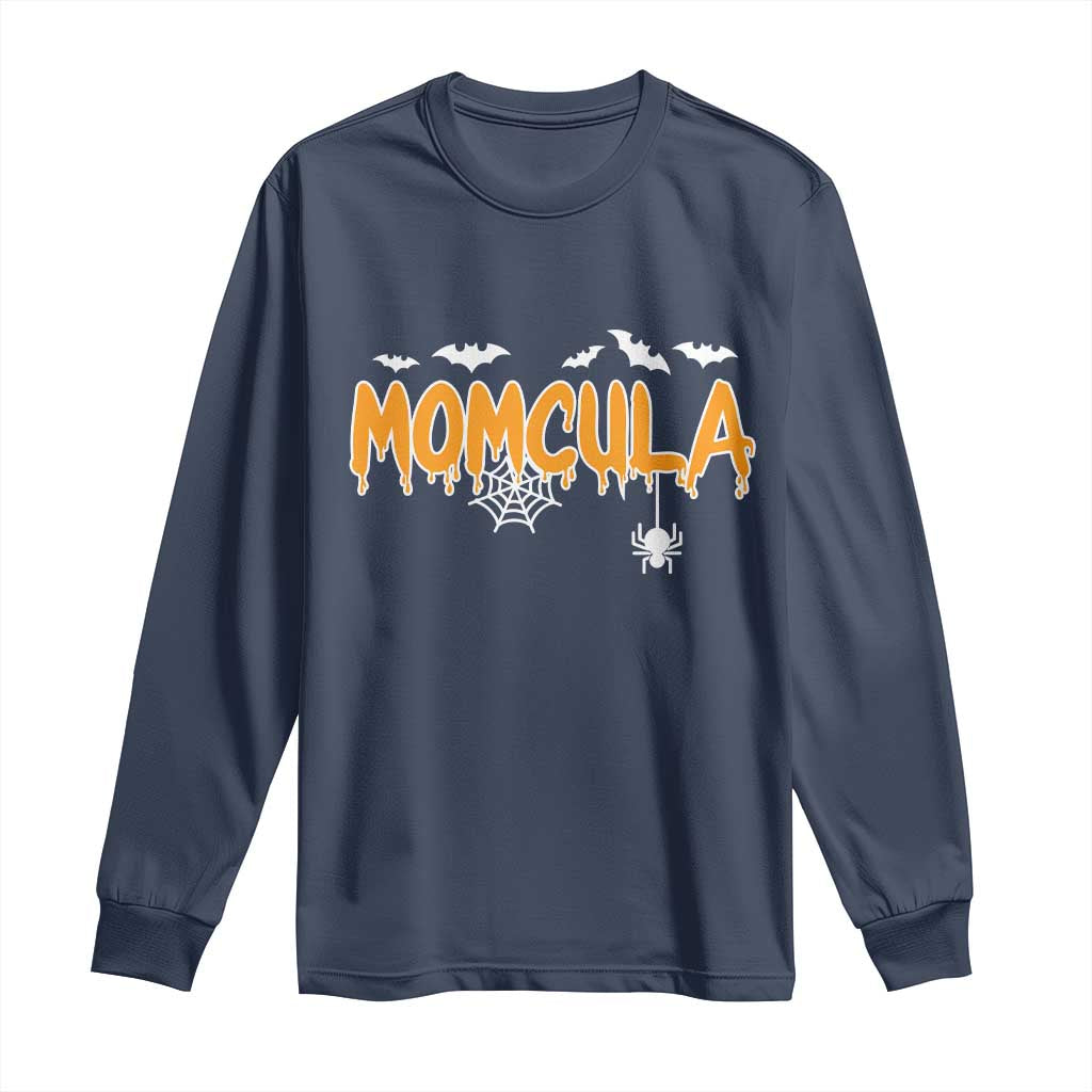 Momcula Funny Vampire Mom Long Sleeve Shirt Spiderweb Spooky Halloween