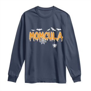 Momcula Funny Vampire Mom Long Sleeve Shirt Spiderweb Spooky Halloween
