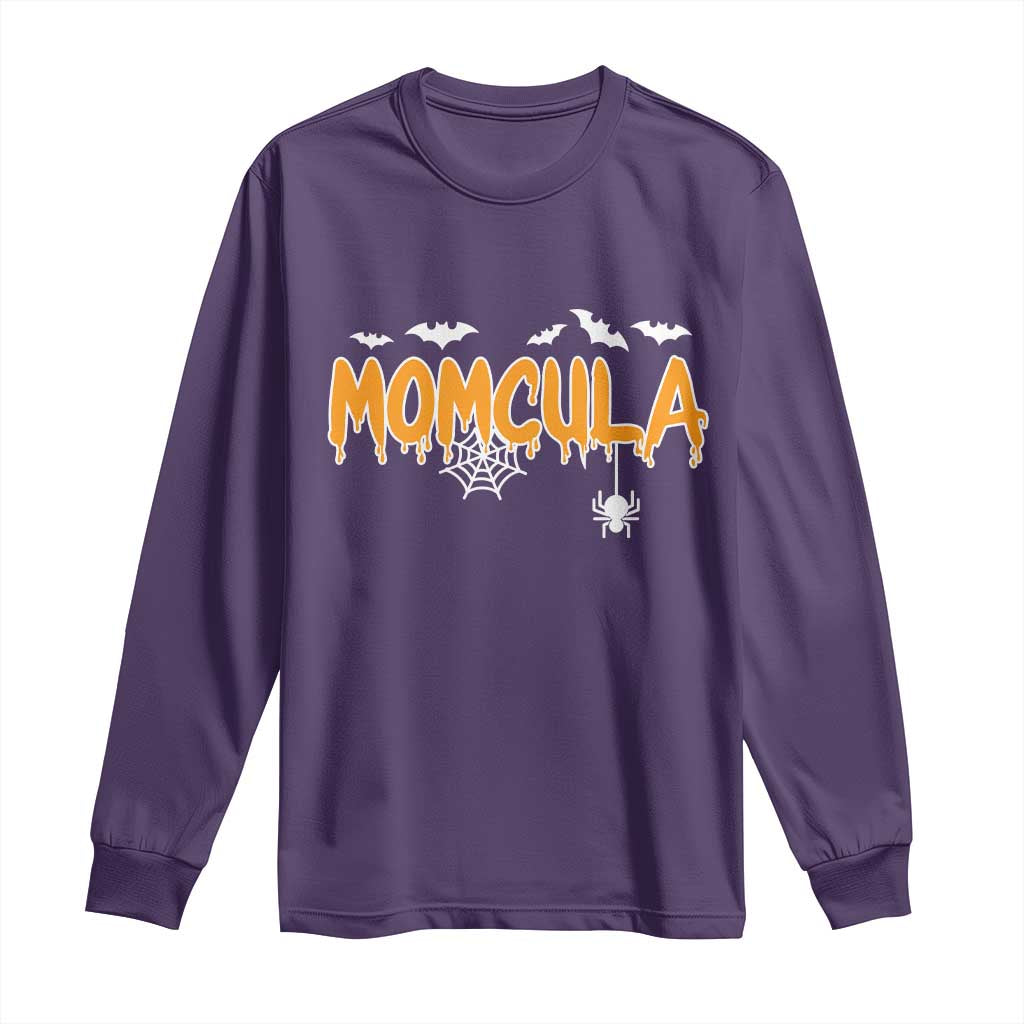 Momcula Funny Vampire Mom Long Sleeve Shirt Spiderweb Spooky Halloween