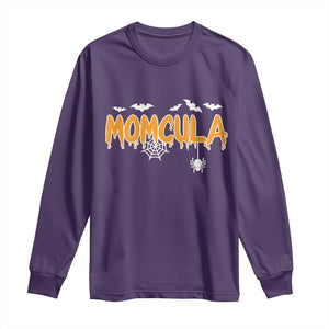 Momcula Funny Vampire Mom Long Sleeve Shirt Spiderweb Spooky Halloween