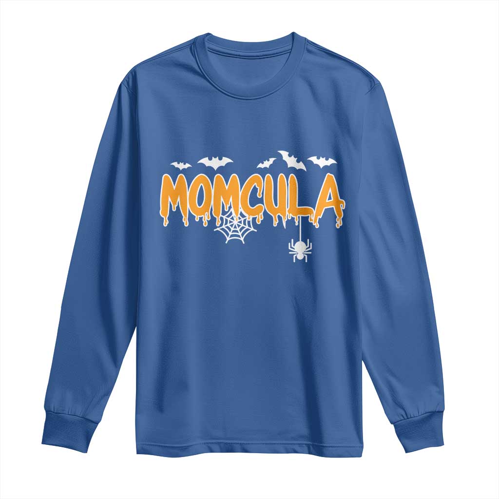 Momcula Funny Vampire Mom Long Sleeve Shirt Spiderweb Spooky Halloween