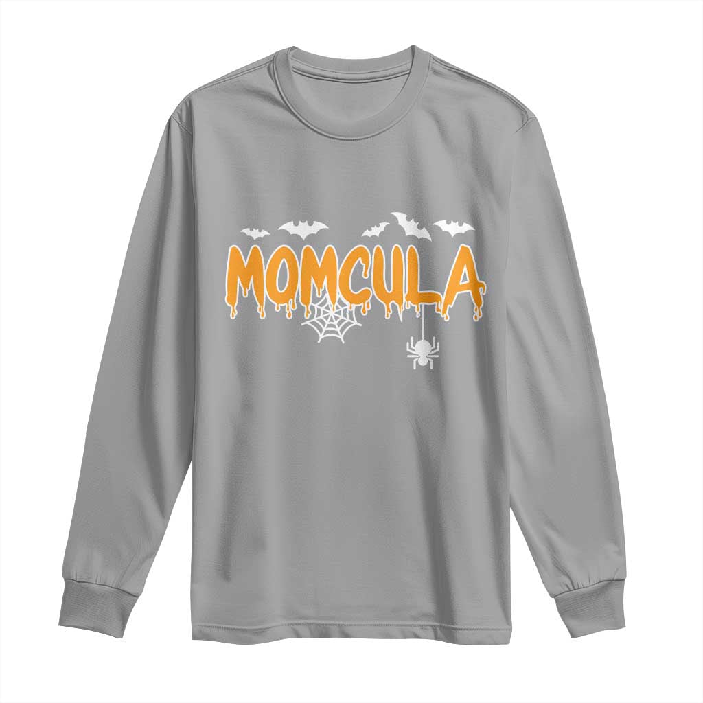 Momcula Funny Vampire Mom Long Sleeve Shirt Spiderweb Spooky Halloween