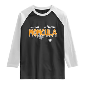 Momcula Funny Vampire Mom Raglan Shirt Spiderweb Spooky Halloween