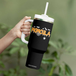 Momcula Funny Vampire Mom Tumbler With Handle Spiderweb Spooky Halloween