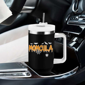 Momcula Funny Vampire Mom Tumbler With Handle Spiderweb Spooky Halloween