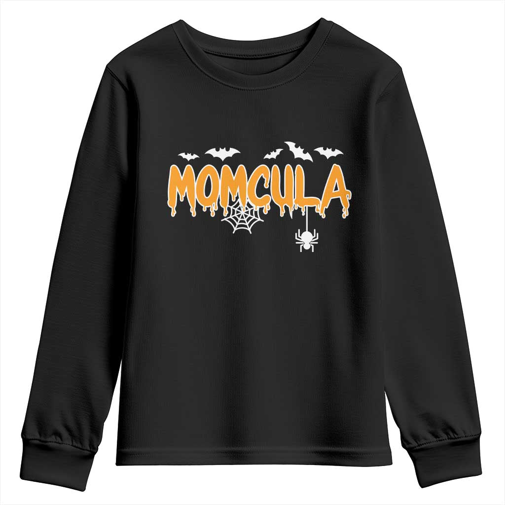Momcula Funny Vampire Mom Youth Sweatshirt Spiderweb Spooky Halloween