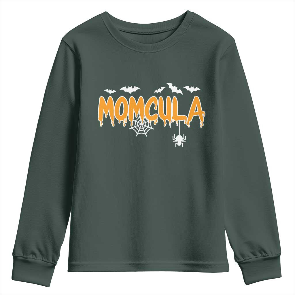 Momcula Funny Vampire Mom Youth Sweatshirt Spiderweb Spooky Halloween