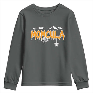Momcula Funny Vampire Mom Youth Sweatshirt Spiderweb Spooky Halloween