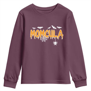 Momcula Funny Vampire Mom Youth Sweatshirt Spiderweb Spooky Halloween