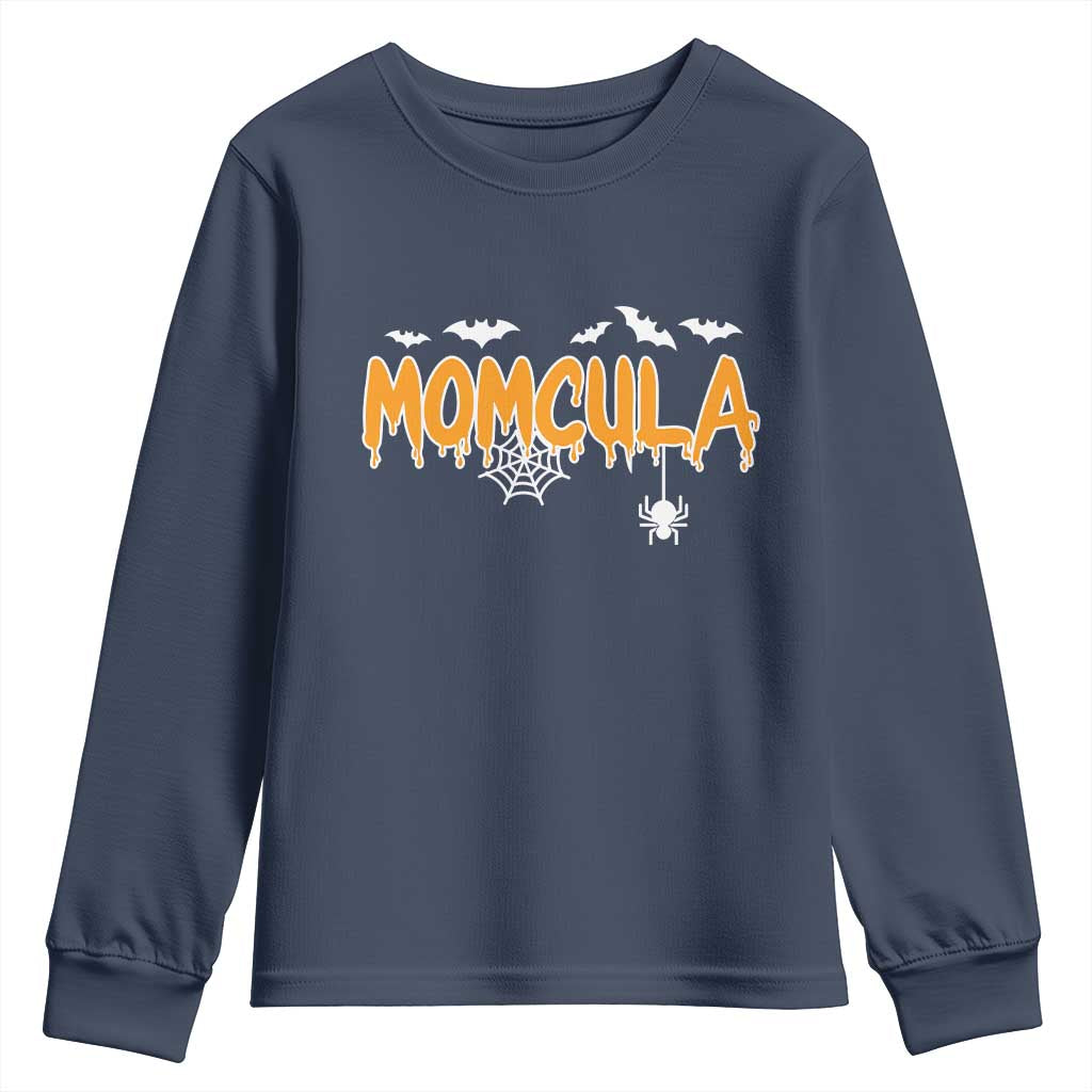 Momcula Funny Vampire Mom Youth Sweatshirt Spiderweb Spooky Halloween