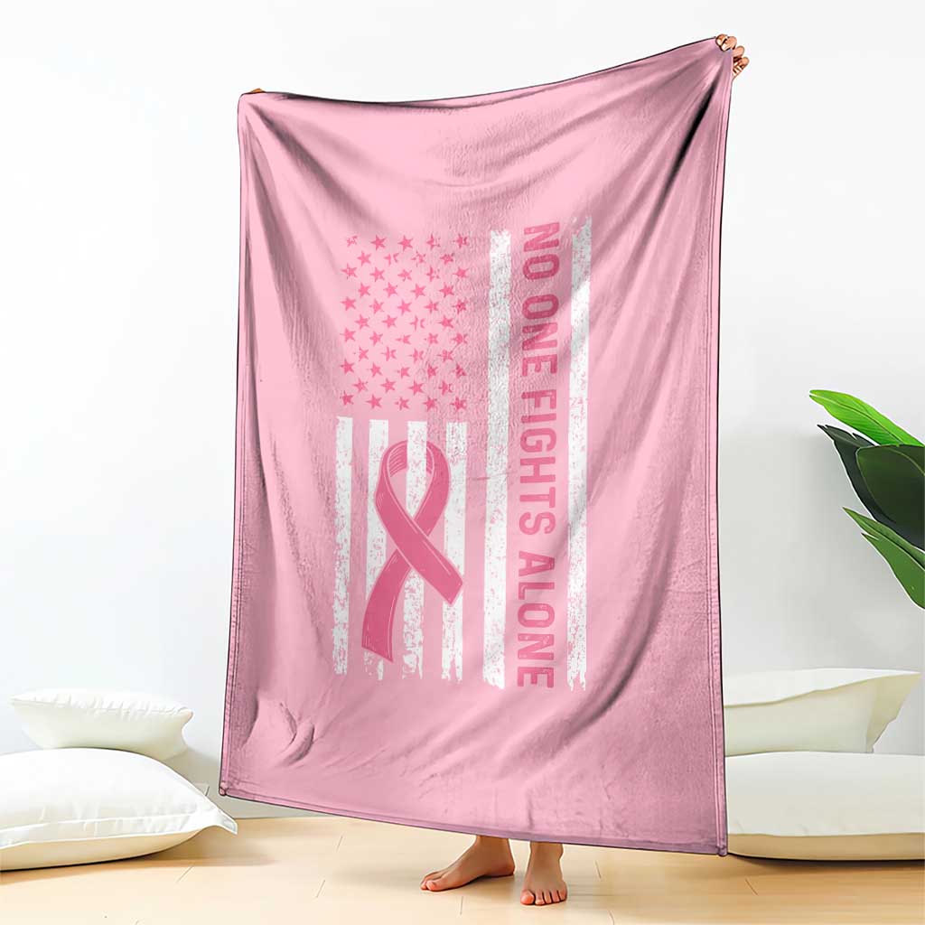Nobody Fights Alone Pink Ribbon Flag Throw Blanket Breast Cancer Awareness Support TS02 Print Your Wear