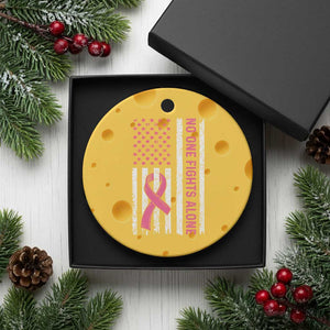 Nobody Fights Alone Pink Ribbon Flag Ceramic Ornament Breast Cancer Awareness Support TS02 1pc Yellow Cheese Print Your Wear