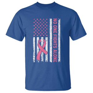 Nobody Fights Alone Pink Ribbon Flag T Shirt Breast Cancer Awareness Support TS02 Royal Blue Print Your Wear