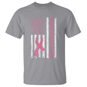 Nobody Fights Alone Pink Ribbon Flag T Shirt Breast Cancer Awareness Support TS02 Sport Gray Print Your Wear
