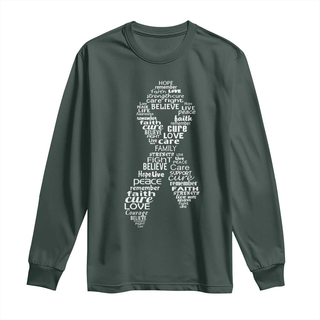 Inspirational Breast Cancer Awareness Long Sleeve Shirt Pink Ribbon Support TS02 Dark Forest Green Print Your Wear