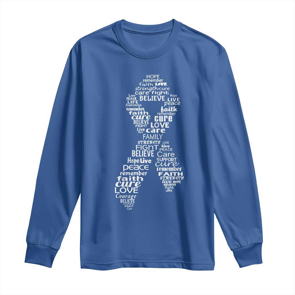 Inspirational Breast Cancer Awareness Long Sleeve Shirt Pink Ribbon Support TS02 Royal Blue Print Your Wear