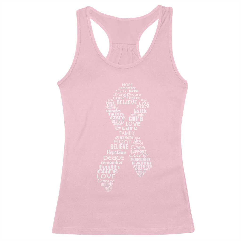 Inspirational Breast Cancer Awareness Racerback Tank Top Pink Ribbon Support TS02 Light Pink Print Your Wear