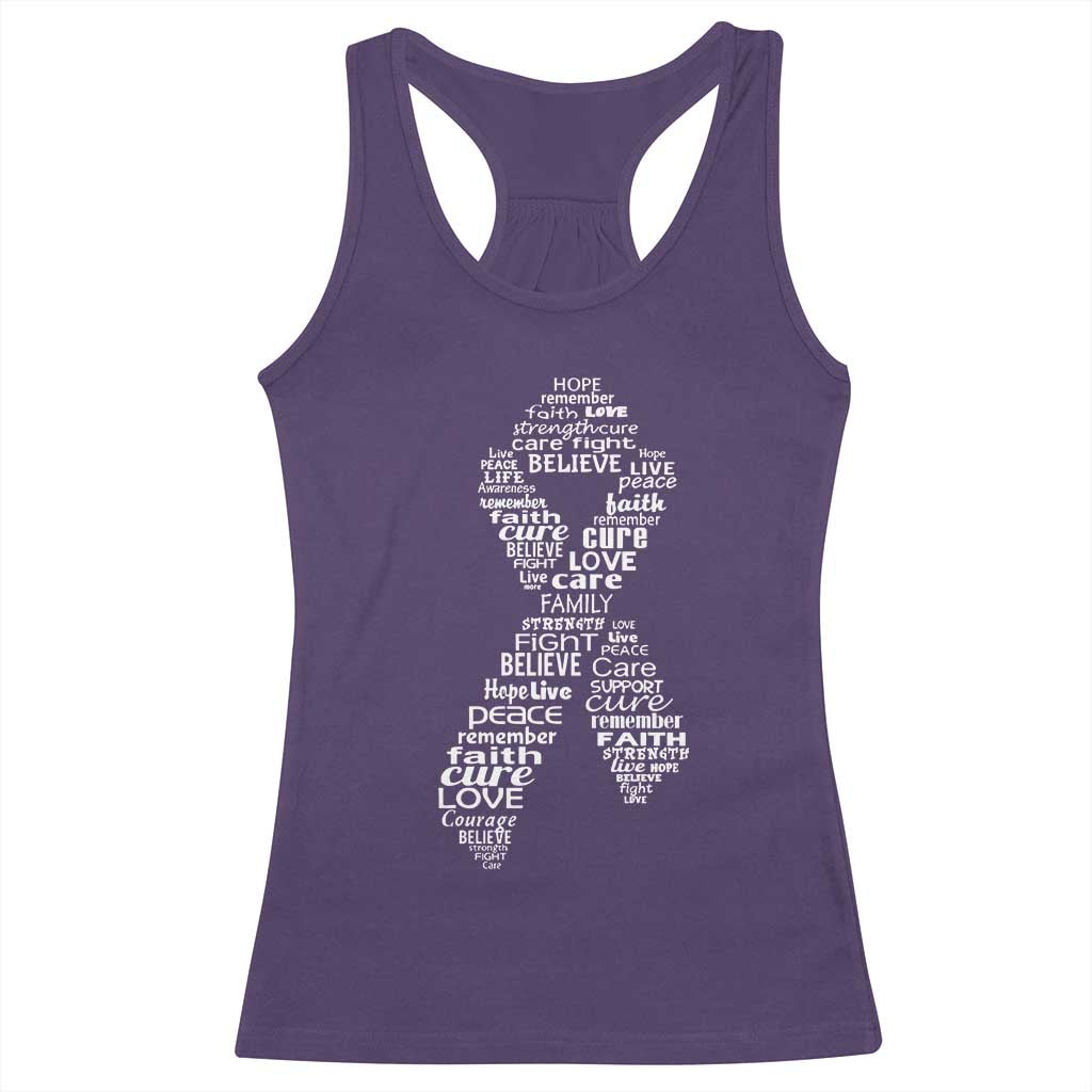 Inspirational Breast Cancer Awareness Racerback Tank Top Pink Ribbon Support TS02 Purple Print Your Wear
