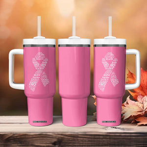Inspirational Breast Cancer Awareness Tumbler With Handle Pink Ribbon Support TS02 Print Your Wear