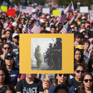 Frog Resist Protest Sign Free Portland Oregon Freedom Fighters TS02 Horizontal 18" x 24" Yellow Print Your Wear