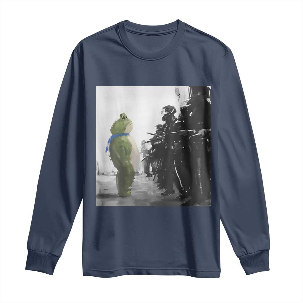 Frog Resist Long Sleeve Shirt Free Portland Oregon Freedom Fighters TS02 Navy Print Your Wear