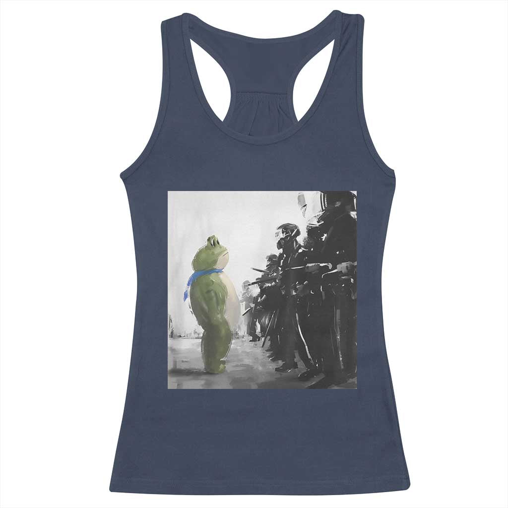 Frog Resist Racerback Tank Top Free Portland Oregon Freedom Fighters TS02 Navy Print Your Wear