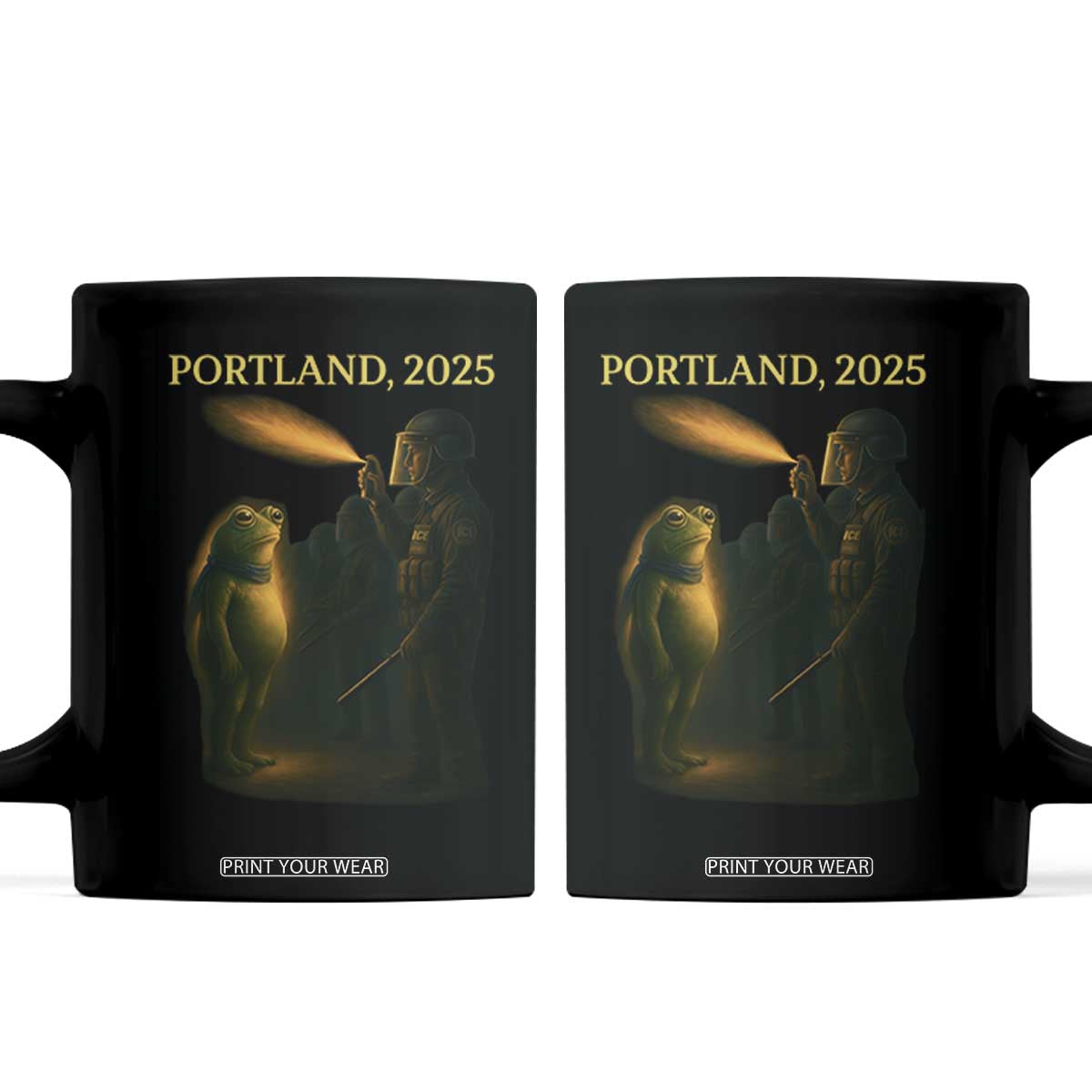 Resist Frog Political Poste Coffee Mug Free Portland Vintage Protest Graphic TS02 Black Print Your Wear