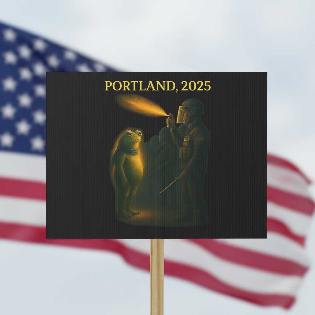 Resist Frog Political Poste Protest Sign Free Portland Vintage Protest Graphic TS02 Horizontal 18