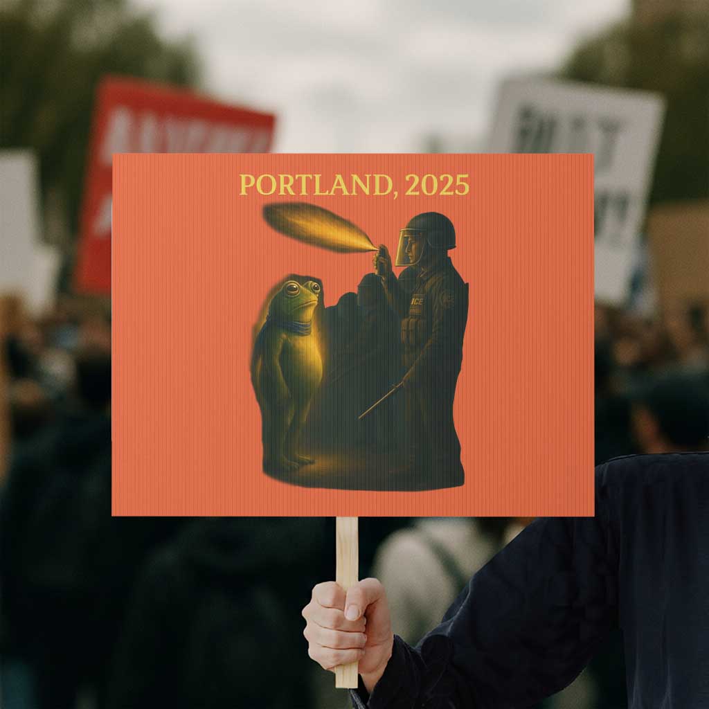 Resist Frog Political Poste Protest Sign Free Portland Vintage Protest Graphic TS02 Horizontal 18