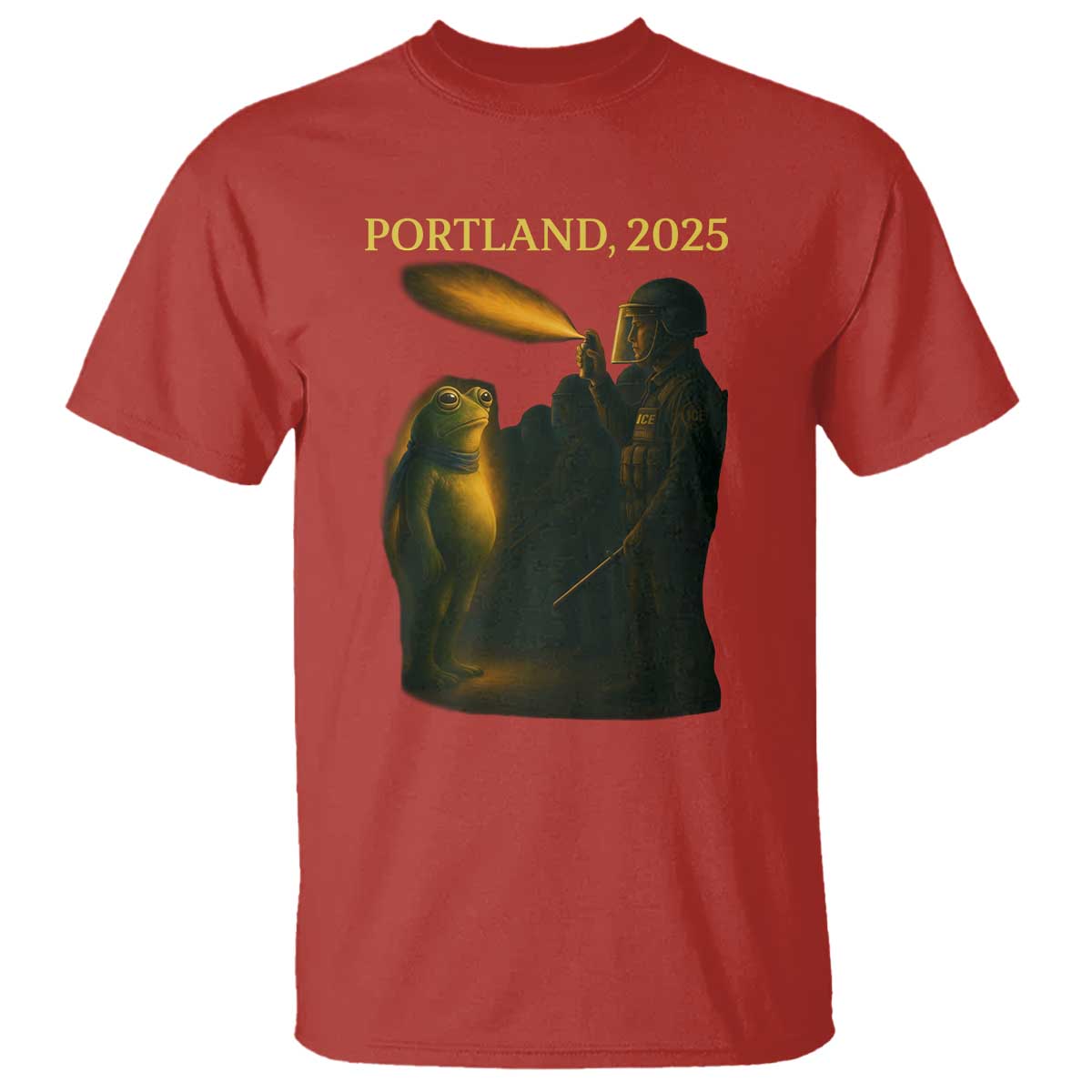 Resist Frog Political Poste T Shirt Free Portland Vintage Protest Graphic TS02 Red Print Your Wear