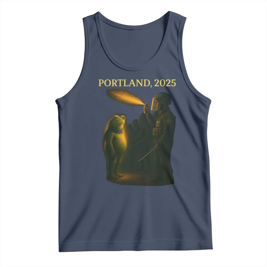 Resist Frog Political Poste Tank Top Free Portland Vintage Protest Graphic TS02 Navy Print Your Wear