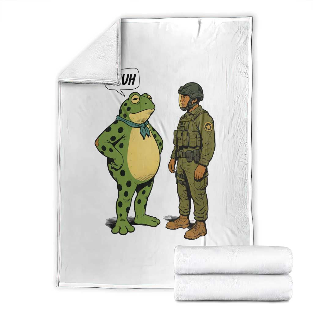 Funny Frog Bruh Resist Meme Throw Blanket Free Portland Oregon Political Satire TS02 White Print Your Wear