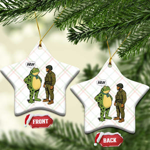 Funny Frog Bruh Resist Meme Ceramic Ornament Free Portland Oregon Political Satire TS02 Print Your Wear