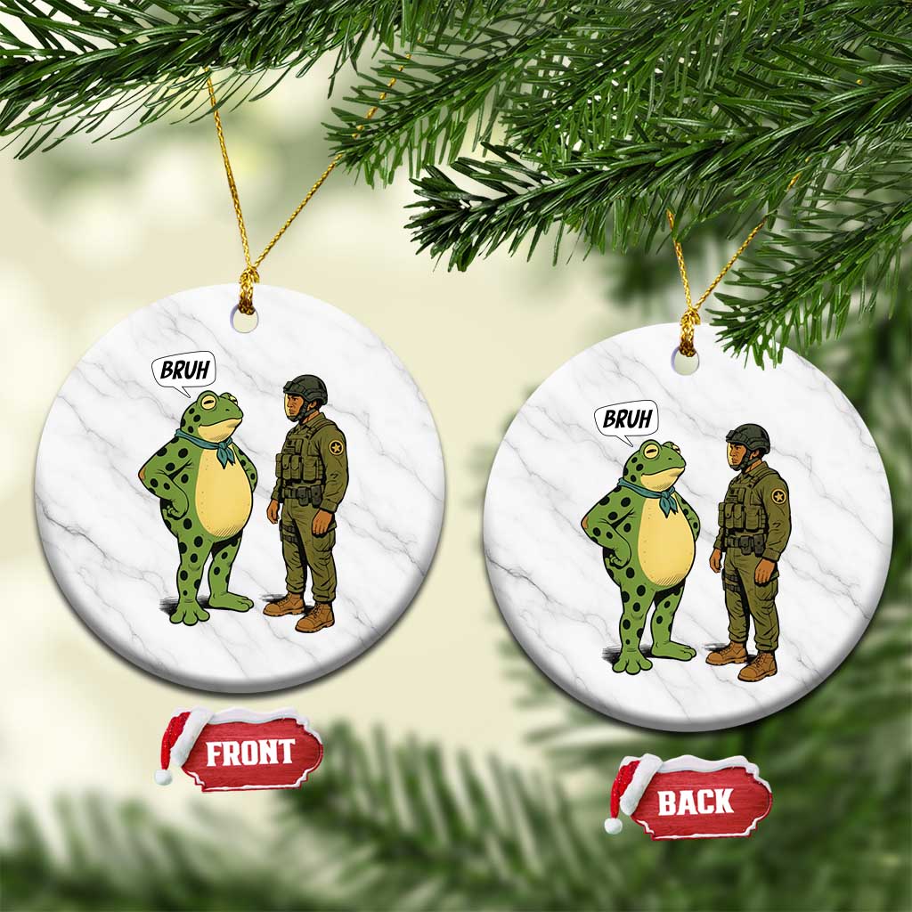 Funny Frog Bruh Resist Meme Ceramic Ornament Free Portland Oregon Political Satire TS02 1pc White Marble Print Your Wear
