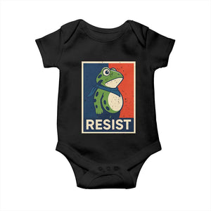 Portland 2025 Protest Baby Onesie Frog Resist Against Pepper Spray TS02 Black Print Your Wear