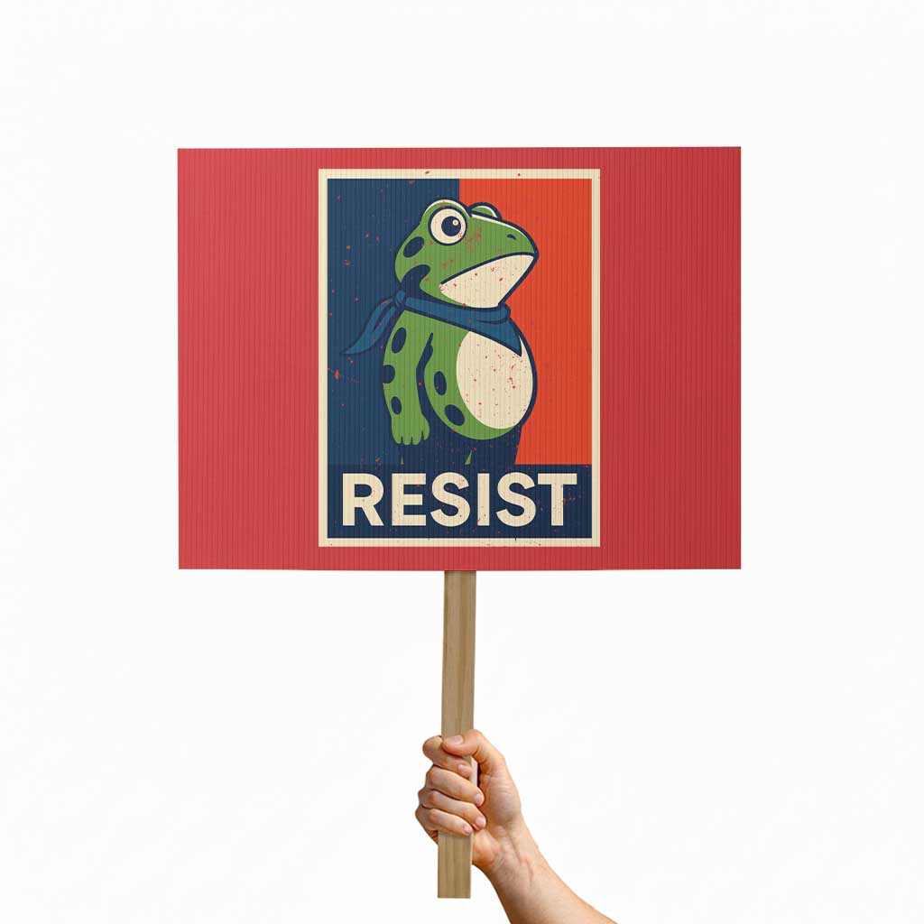 Portland 2025 Protest Protest Sign Frog Resist Against Pepper Spray TS02 Horizontal 18