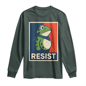 Portland 2025 Protest Long Sleeve Shirt Frog Resist Against Pepper Spray TS02 Dark Forest Green Print Your Wear