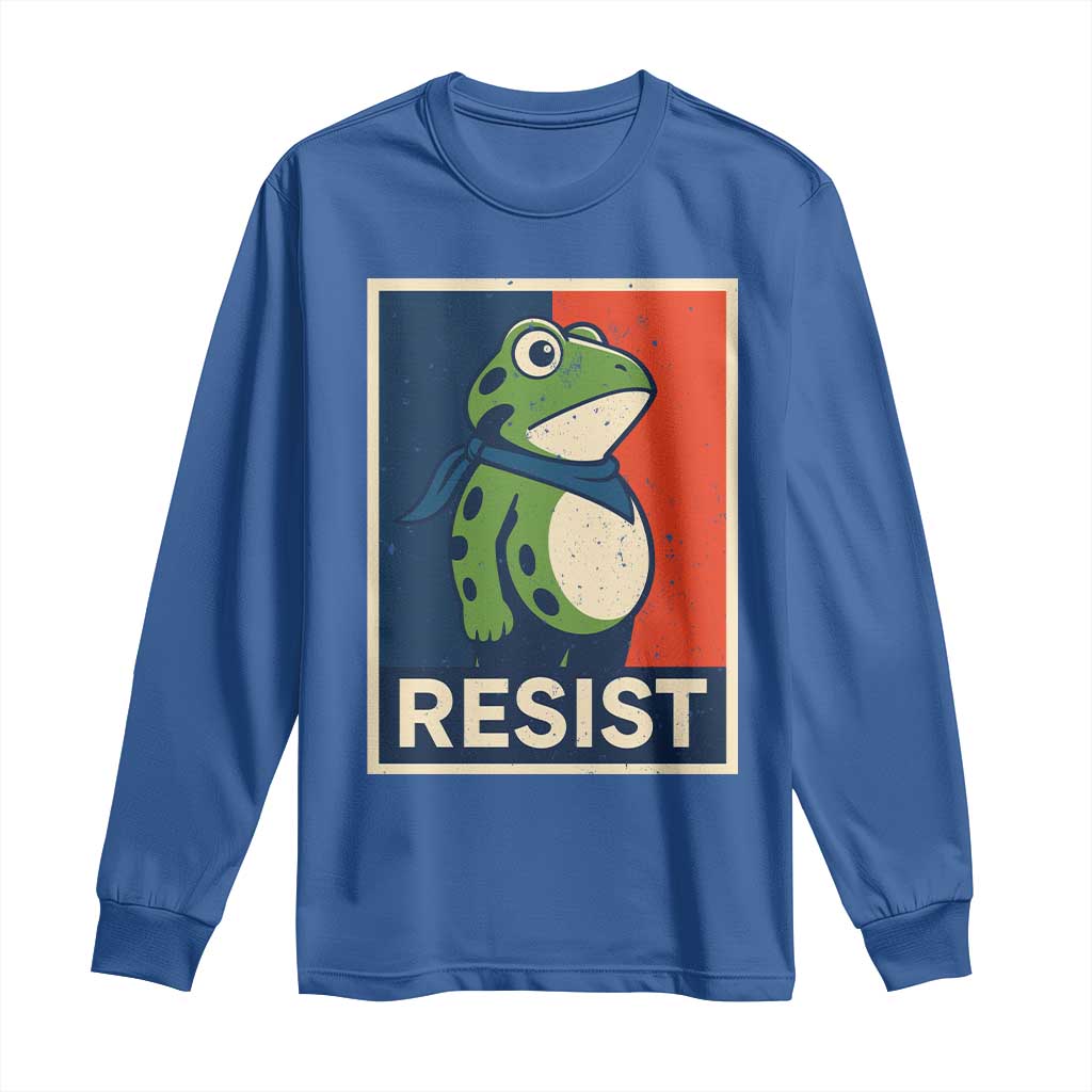 Portland 2025 Protest Long Sleeve Shirt Frog Resist Against Pepper Spray TS02 Royal Blue Print Your Wear