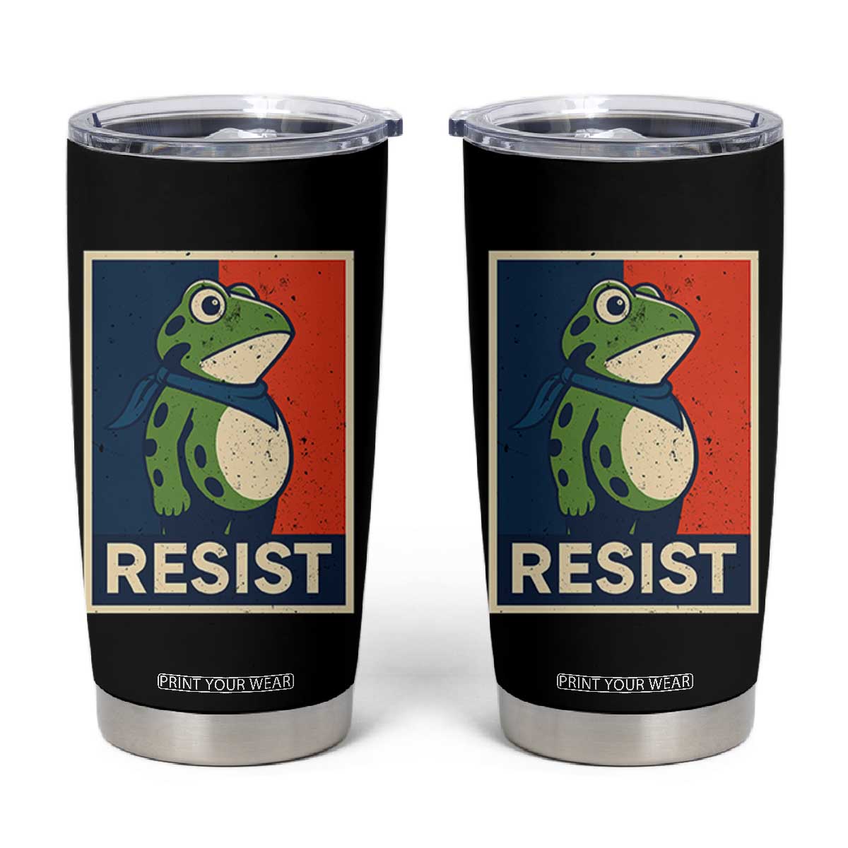 Portland 2025 Protest Tumbler Cup Frog Resist Against Pepper Spray TS02 Black Print Your Wear