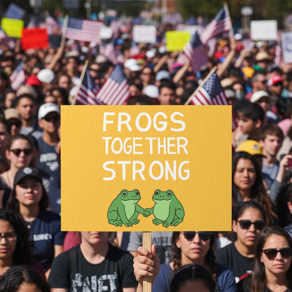 Frogs Together Strong Protest Sign Free Portland Oregon Unity Meme TS02 Horizontal 18