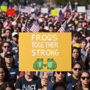 Frogs Together Strong Protest Sign Free Portland Oregon Unity Meme TS02 Horizontal 18" x 24" Yellow Print Your Wear