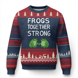 Frogs Together Strong Ugly Christmas Sweater Free Portland Oregon Unity Meme TS02 Navy Red Print Your Wear