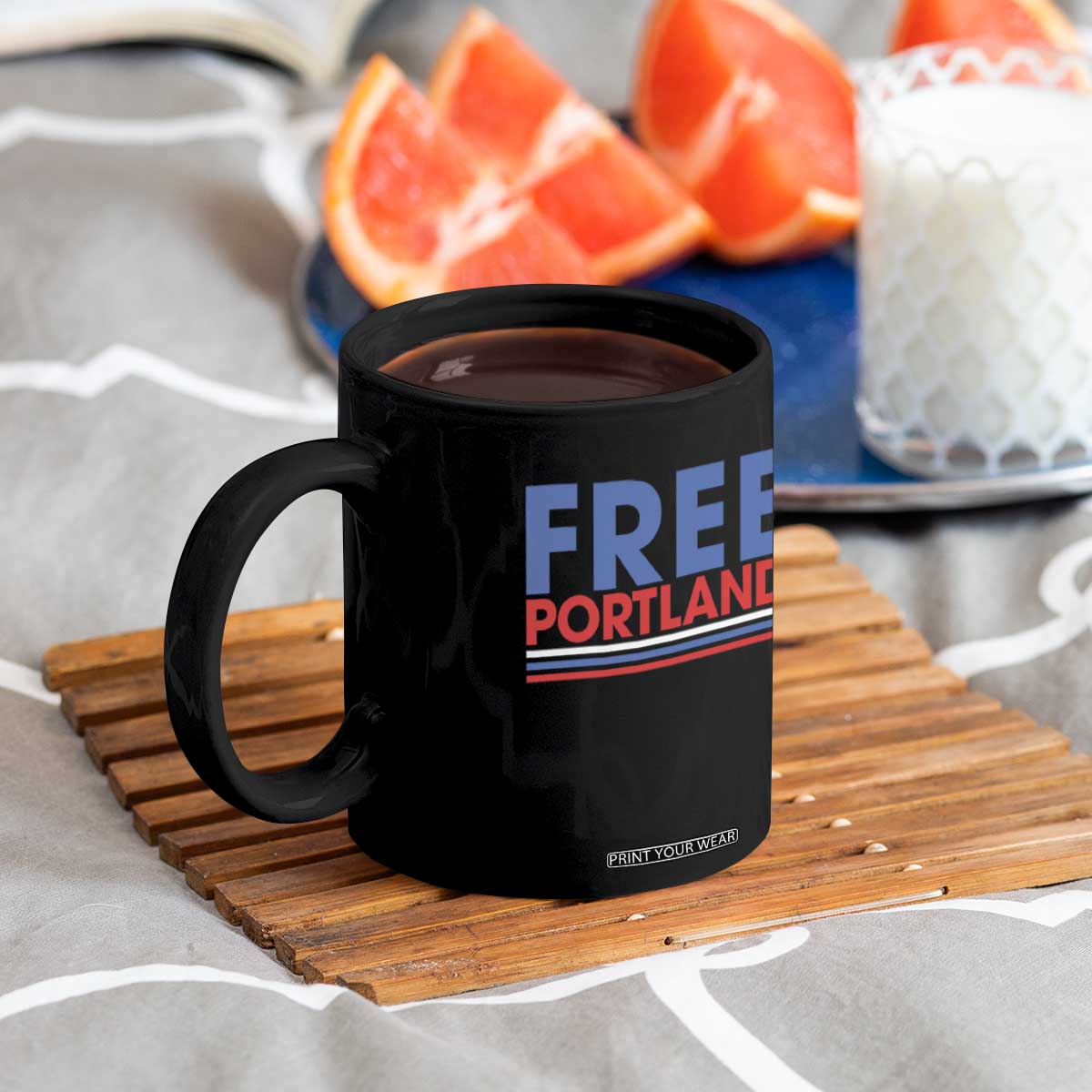 Free Portland Bold Patriotic Coffee Mug Red White and Blue Protest Statement TS02 Print Your Wear