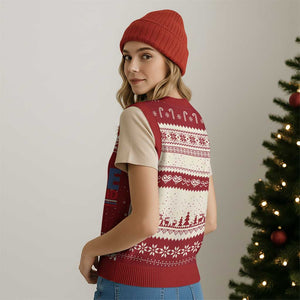 Free Portland Bold Patriotic V-Neck Knit Sweater Vest Red White and Blue Protest Statement TS02 Print Your Wear