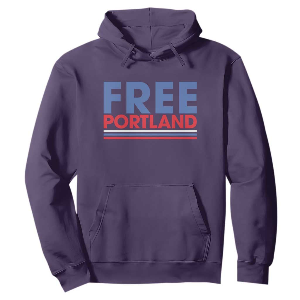Free Portland Bold Patriotic Hoodie Red White and Blue Protest Statement TS02 Purple Print Your Wear
