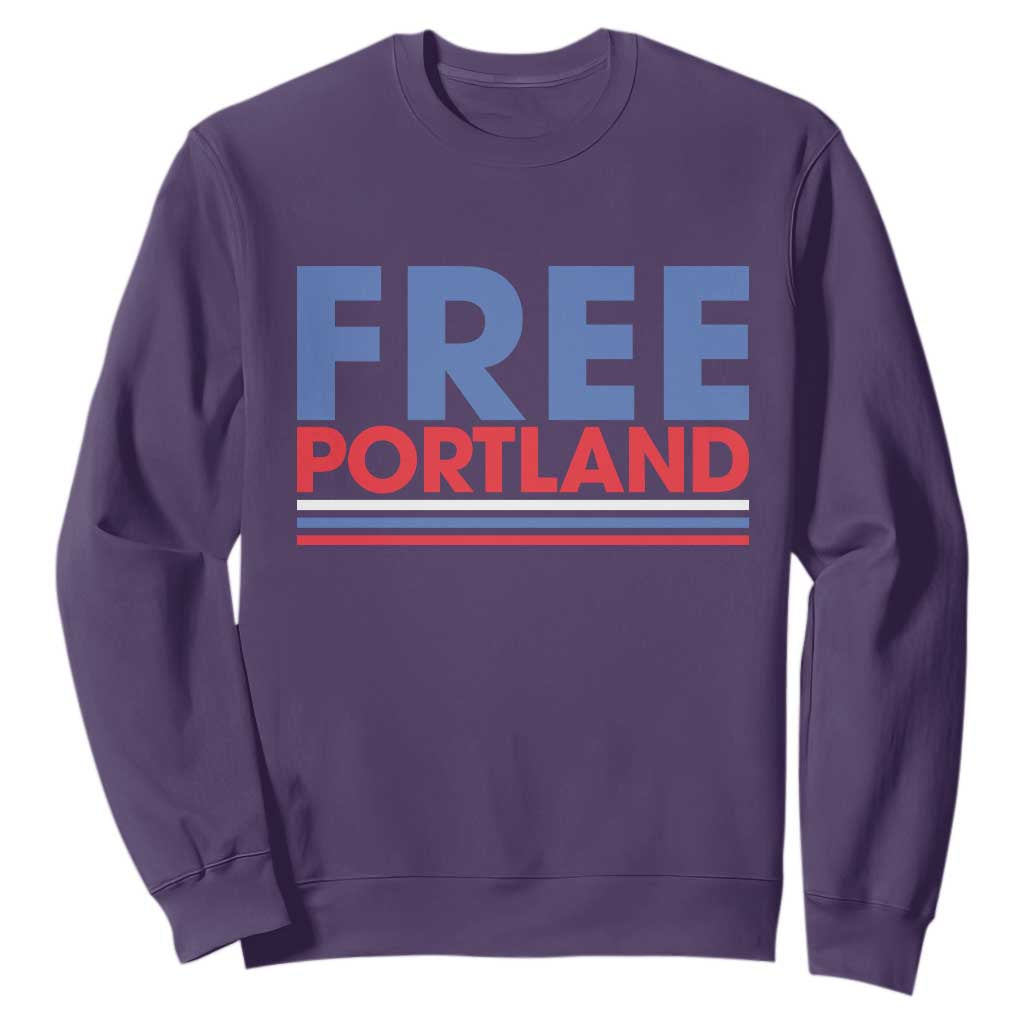 Free Portland Bold Patriotic Sweatshirt Red White and Blue Protest Statement TS02 Purple Print Your Wear