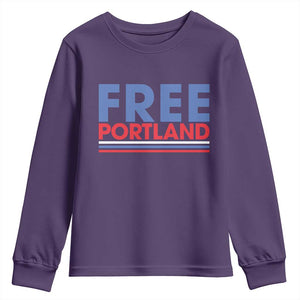 Free Portland Bold Patriotic Youth Sweatshirt Red White and Blue Protest Statement TS02 Purple Print Your Wear